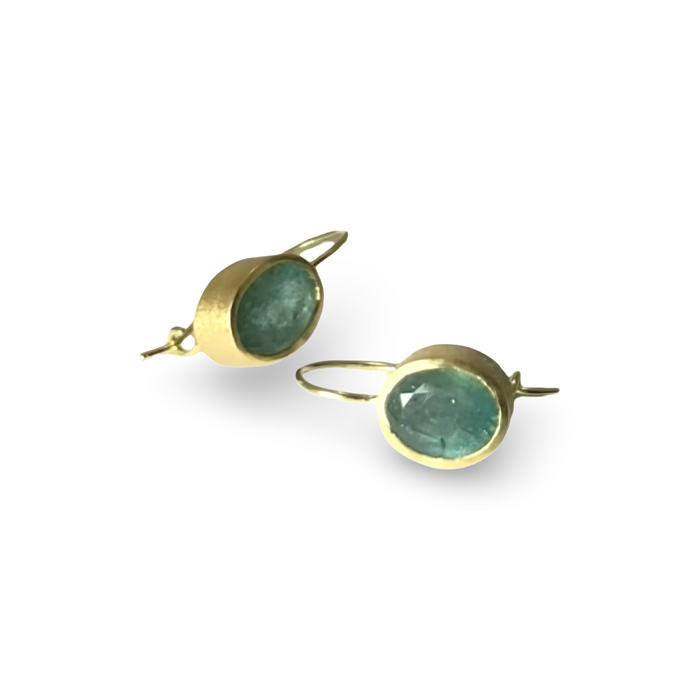 18K Gold Emerald Earrings