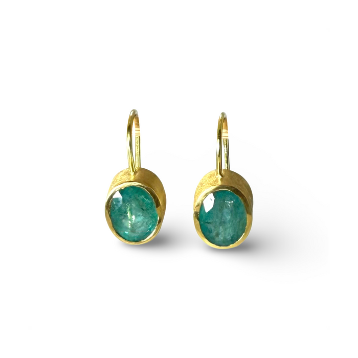18K Gold Emerald Earrings