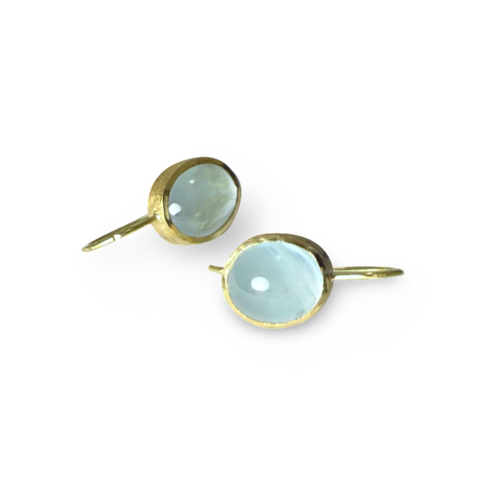 18K solid gold Aquamarine Drop Earrings