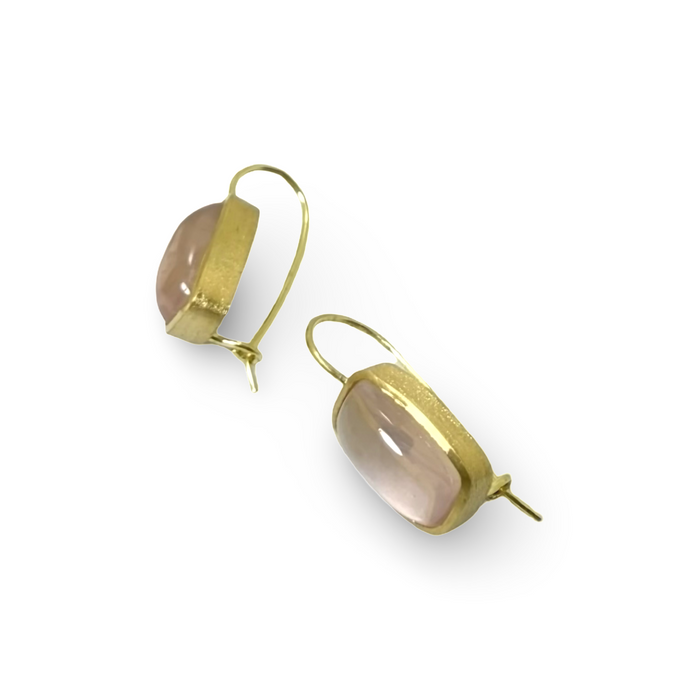 18K Gold Rose Quartz drop earrings