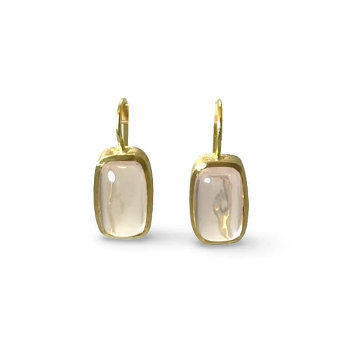 18K Gold Rose Quartz drop earrings