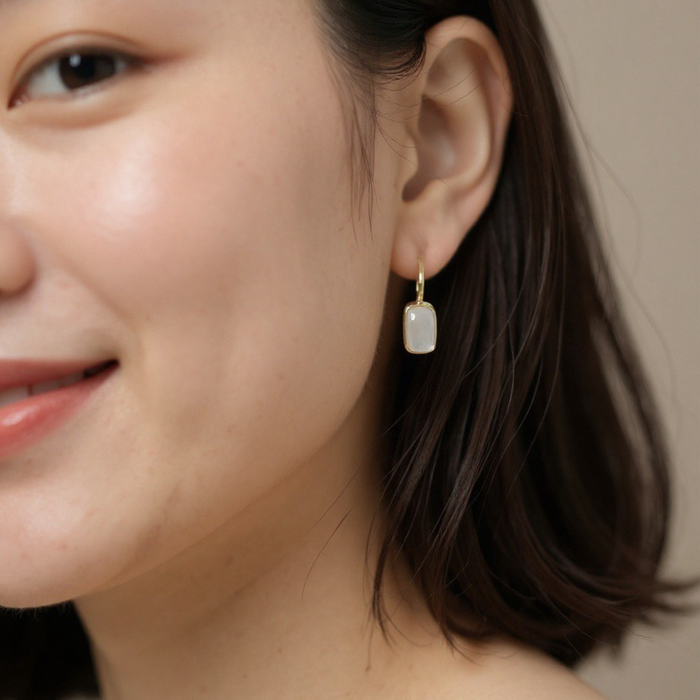 18K Gold Rose Quartz drop earrings