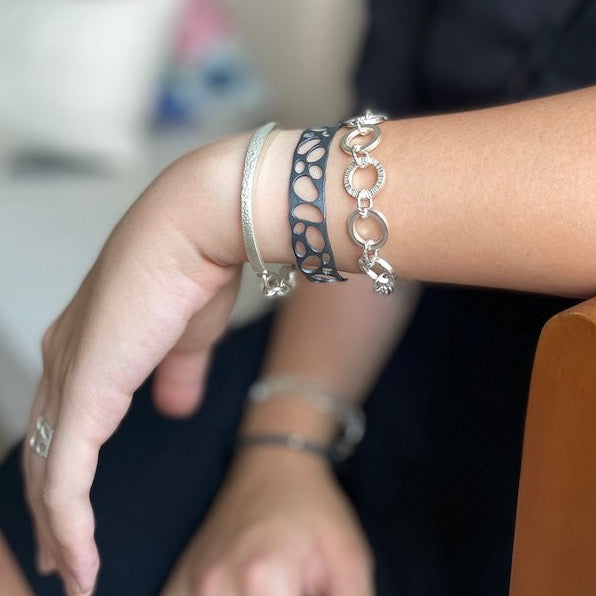 Chunky Link Bracelet with Sapphire charm