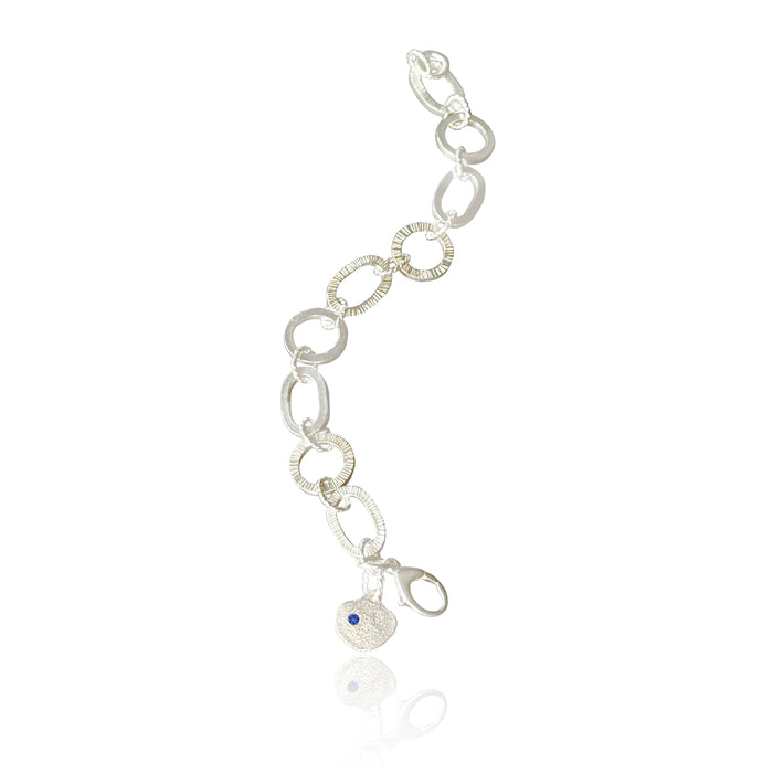 Chunky Link Bracelet with Sapphire charm