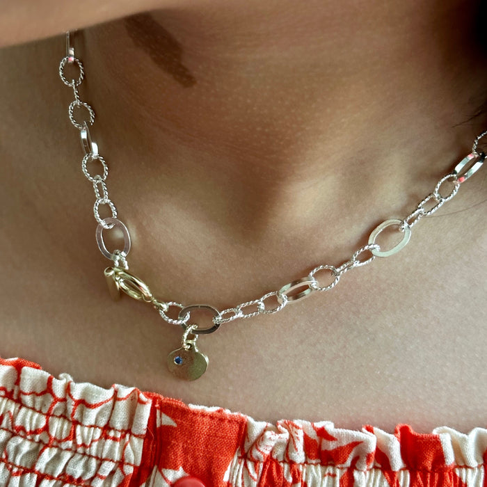 Link Toggle chain + Sapphire charm