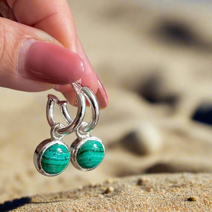 Malachite Hoop Dangling Earrings