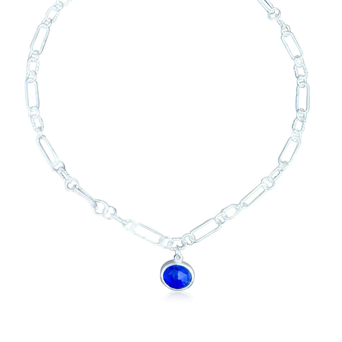 Lapis lazuli + chain link necklace