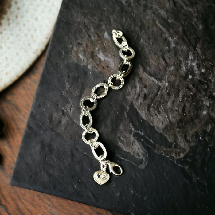 Chunky Link Bracelet with Sapphire charm