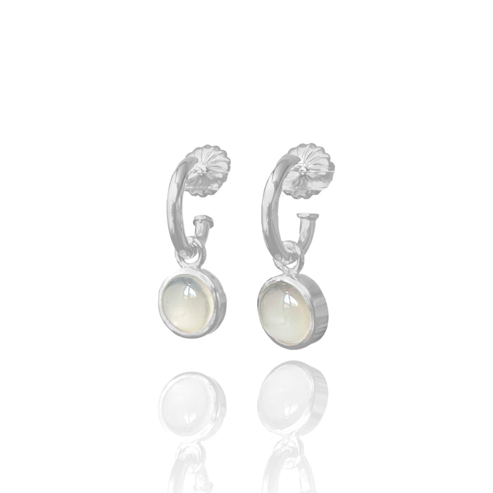 White Moonstone Hoop Dangling Earrings