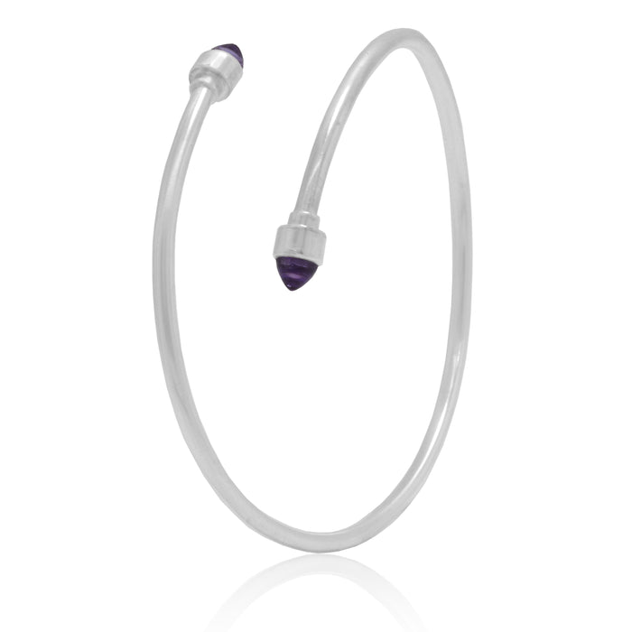 Sterling Silver Twister cuff bracelet with Amethyst gemstones