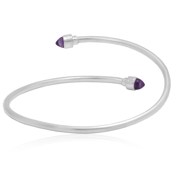 Sterling Silver Twister cuff bracelet with Amethyst gemstones