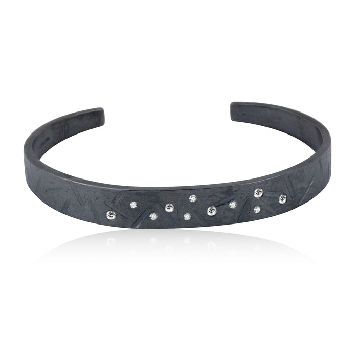 Diamonds Oxidised Sterling Silver Cuff bracelet
