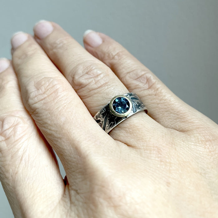 Blue Topaz Textured Ring