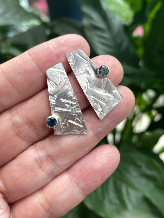 Handcrafted Tourmaline Textured Earrings