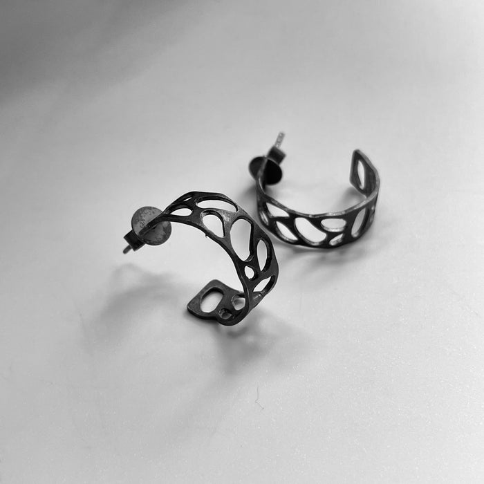 Oxidised Sterling Silver Hoop Earrings Intrinsic