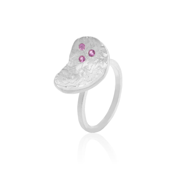 Pink Sapphire freeform textured ring in Sterling Silver