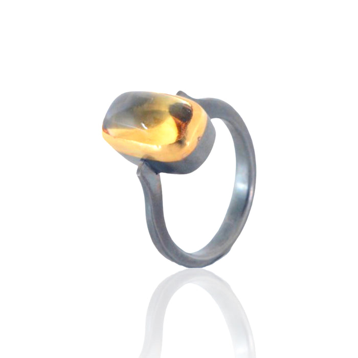 Citrine Cabochon handcrafted ring, contemporary jewelry, artisan jewelry, sustainably made jewelry