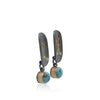 Earrings Turquoise Patinated Sterling Silver 14K Gold