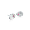 Nugget Sterling Silver Earrings + Pink Sapphire