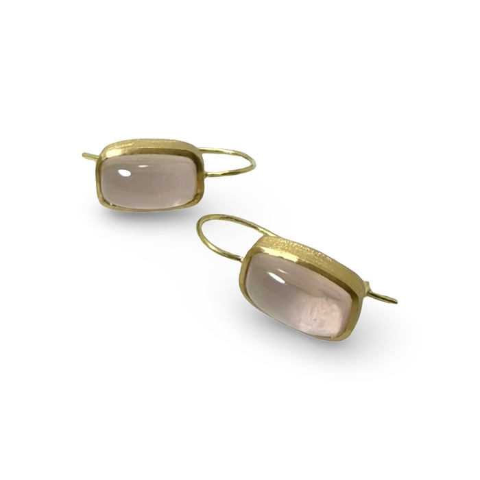 18K Gold Rose Quartz drop earrings