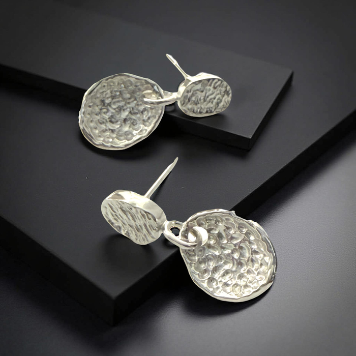 Textured Sterling Silver Dangling Earrings