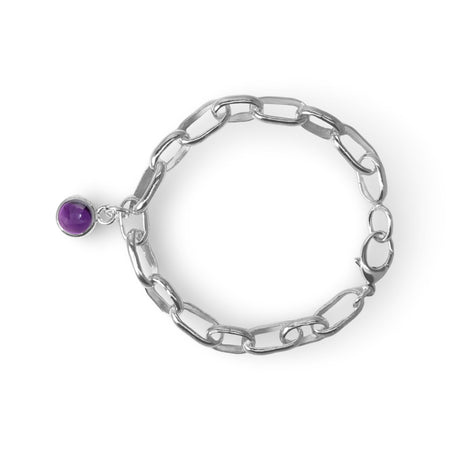 Amethyst Birthstone Chunky Chain Bracelet – Sterling Silver