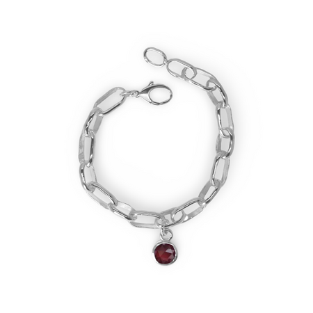 Garnet Birthstone Chunky Chain Bracelet – Sterling Silver