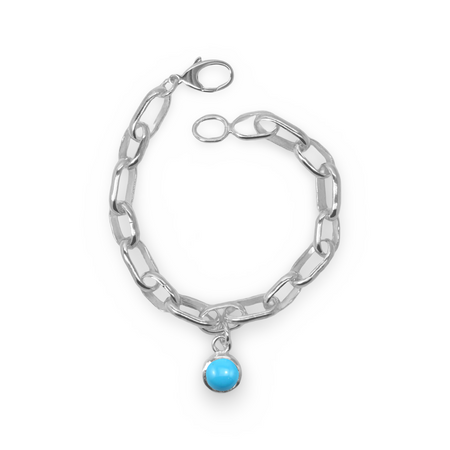 Turquoise Birthstone Chunky Chain Bracelet – Sterling Silver