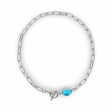 Freeform Rose-Cut Turquoise Chunky chainlink Necklace