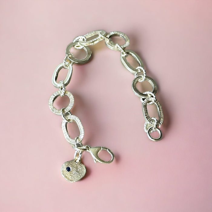 Chunky Link Bracelet with Sapphire charm