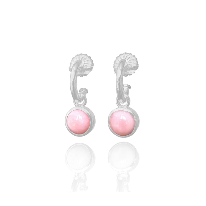 Pink Opal Hoop Dangling Earrings