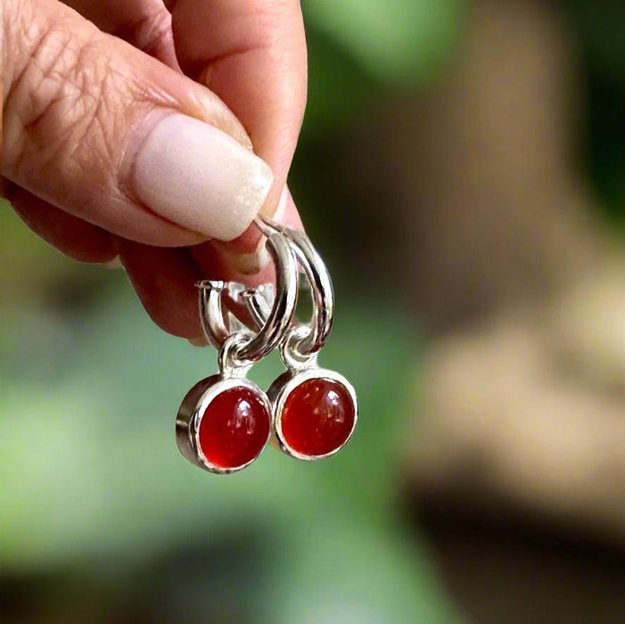 Red Onyx Dangling Hoop Earrings