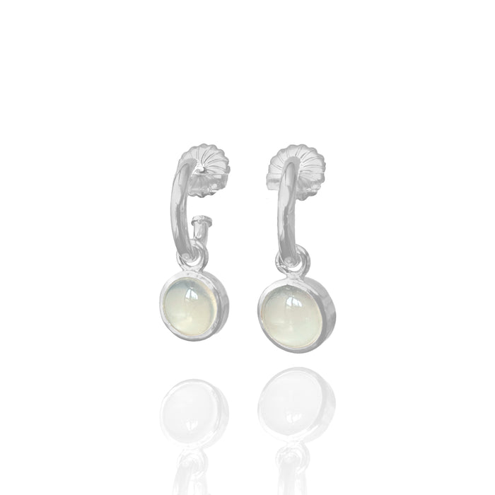 White Moonstone Hoop Dangling Earrings