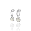 White Moonstone Hoop Dangling Earrings