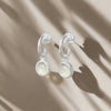 White Moonstone Hoop Dangling Earrings