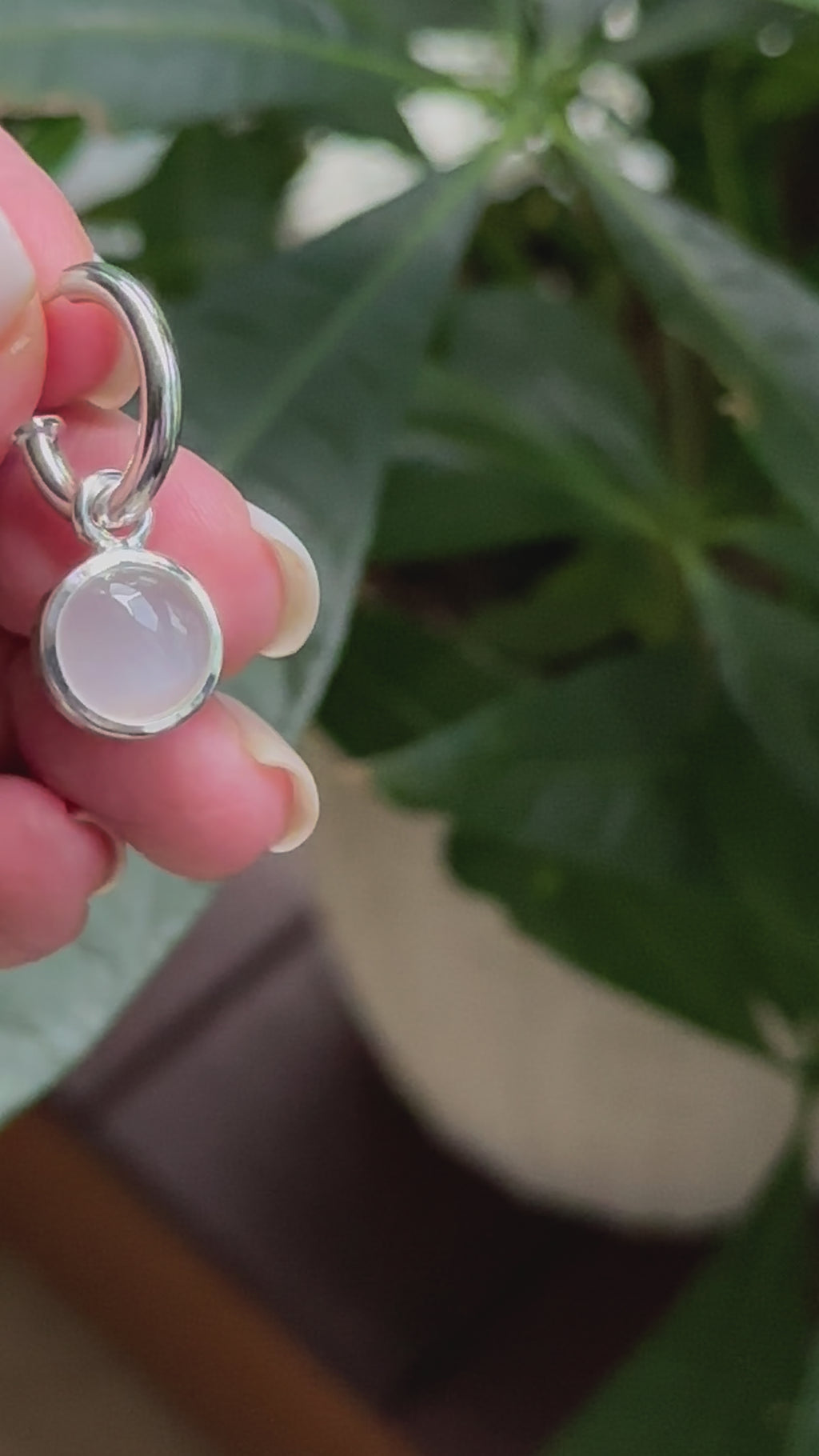 White Moonstone Hoop Dangling Earrings