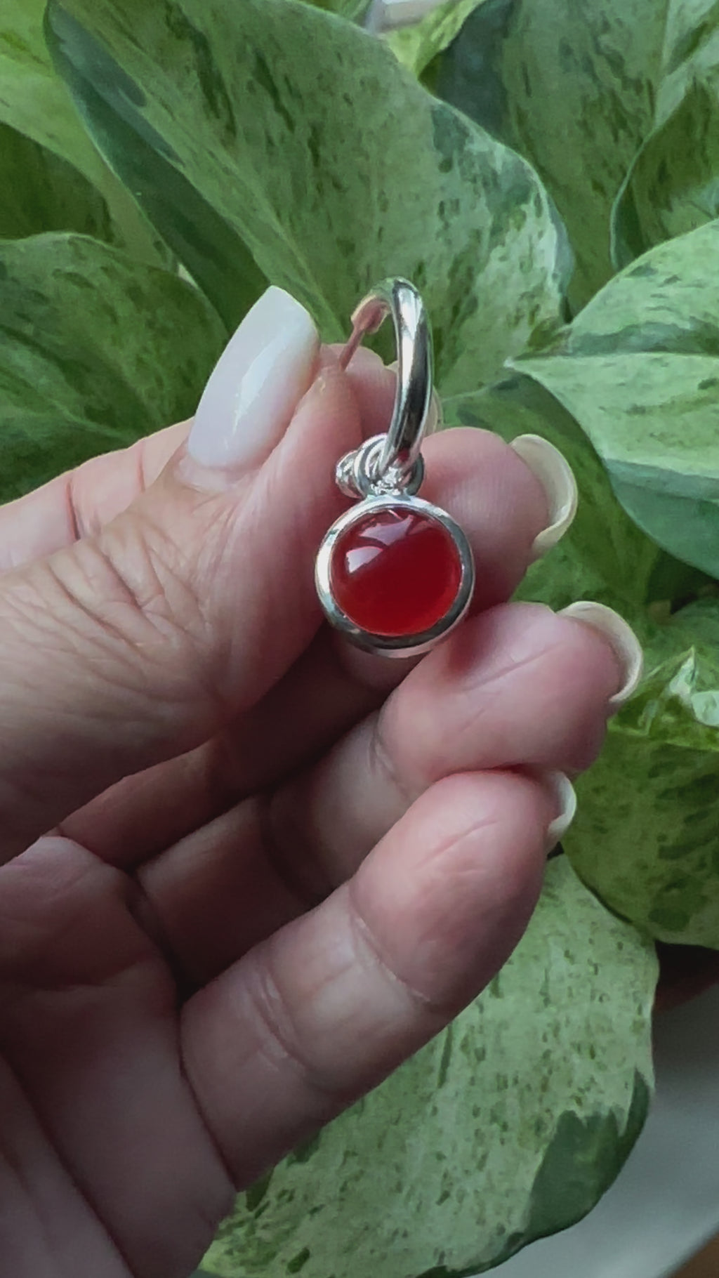 Red Onyx Dangling Hoop Earrings