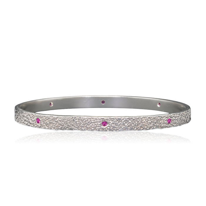 Pink Sapphires Sterling Silver Bangle bracelet