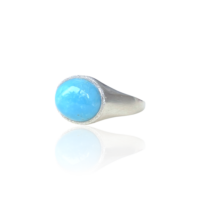 Turquoise Cabochon Sterling Silver Signet Ring