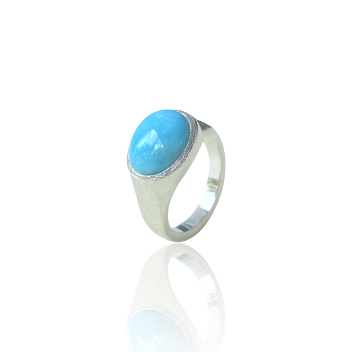 Turquoise Cabochon Sterling Silver Signet Ring