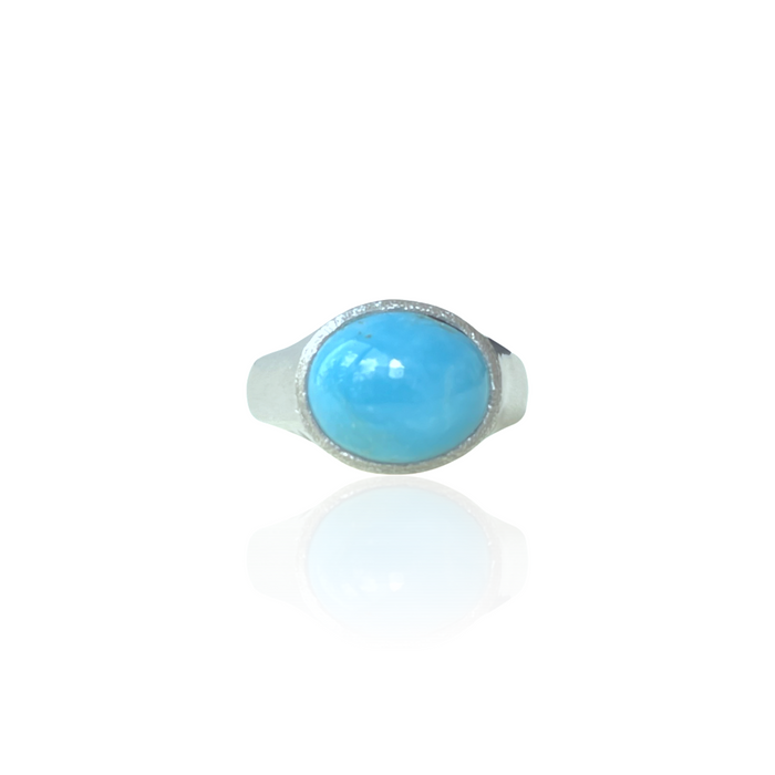 Turquoise Cabochon Sterling Silver Signet Ring