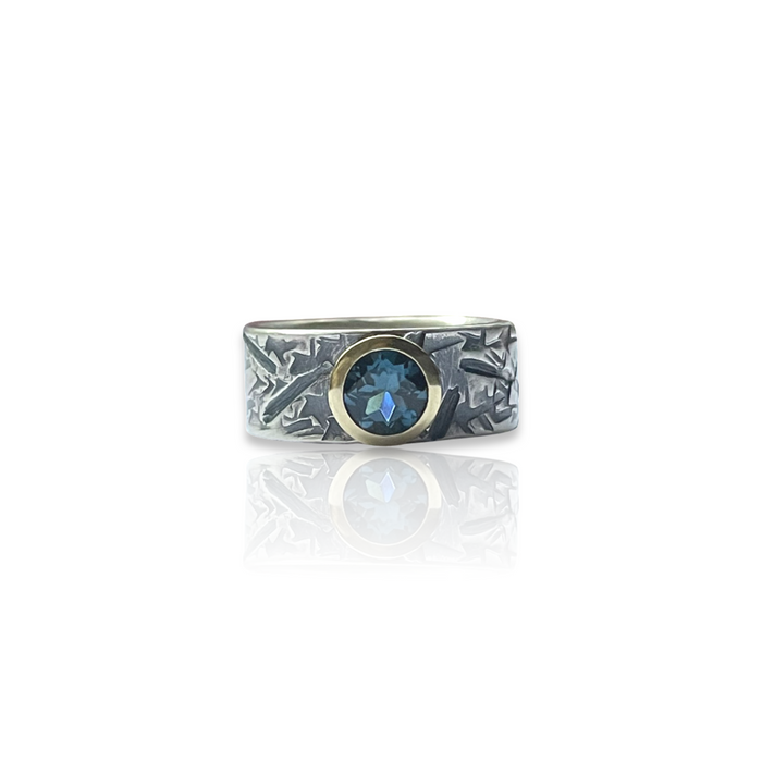 Blue Topaz Textured Ring