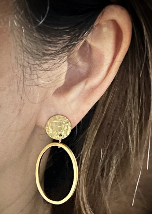 18K Gold on Sterling Silver Drop Hoop Earrings