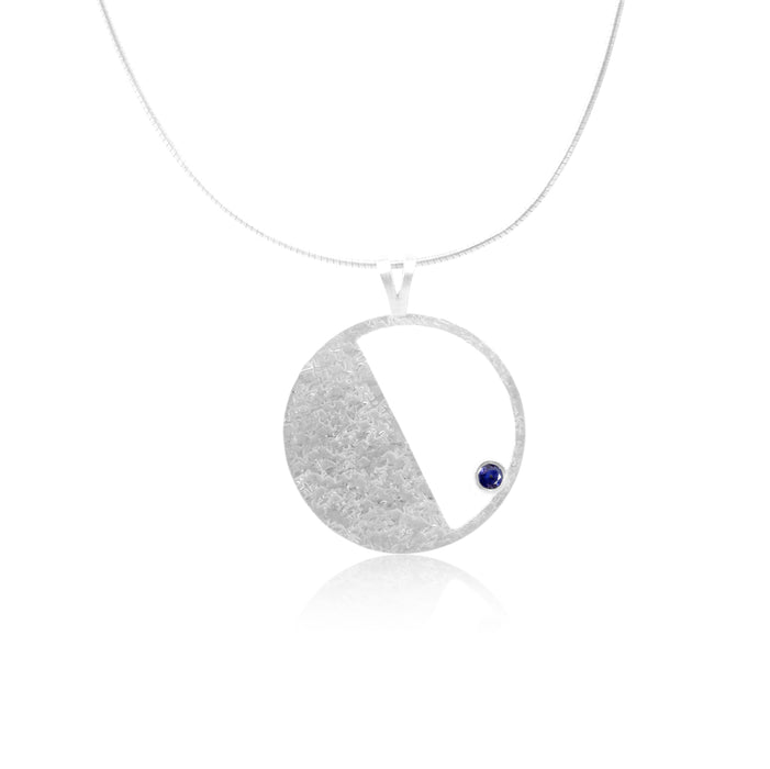 Sterling Silver pendant with Iolite gemstone Contemporary Jewellery