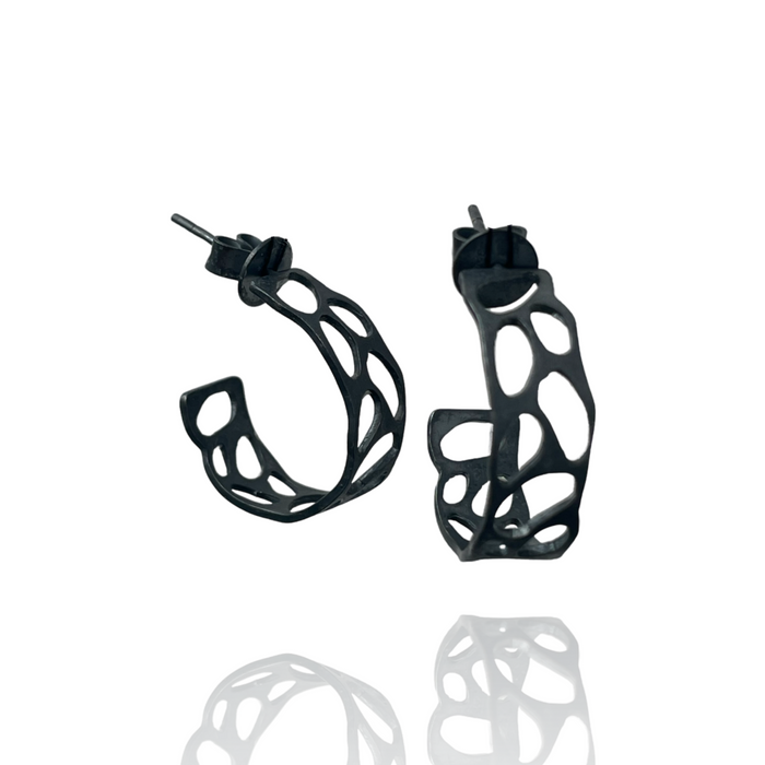 Oxidised Sterling Silver Hoop Earrings Intrinsic