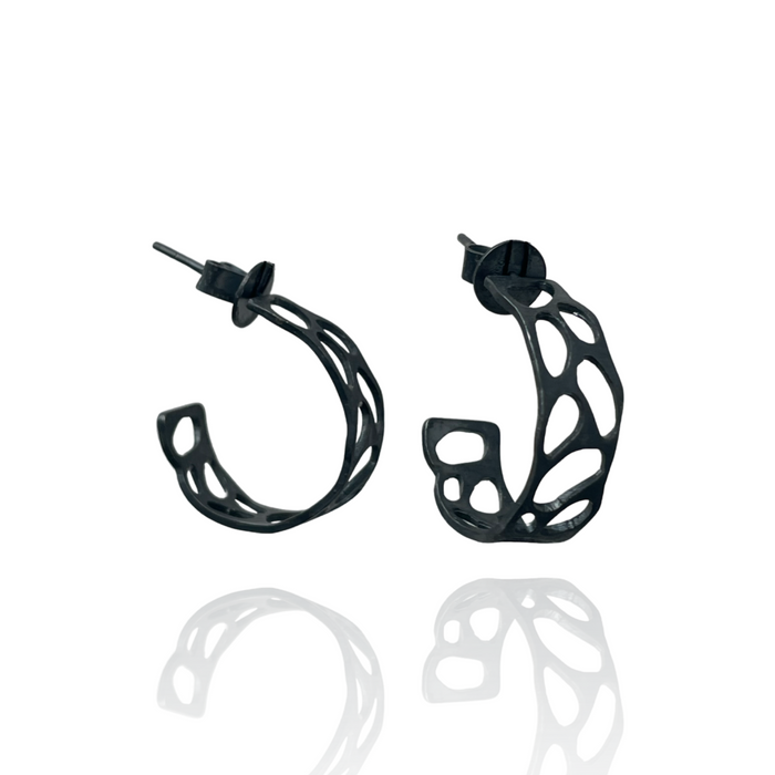 Oxidised Sterling Silver Hoop Earrings Intrinsic
