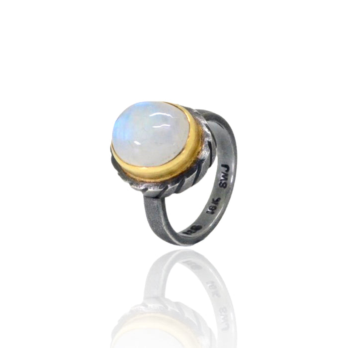 Rainbow Moonstone Cabochon Ring